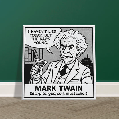 Mark Twain Canvas (Cartoon) (8x8" / 20x20cm)-Author Cartoons-Silent Pacific
