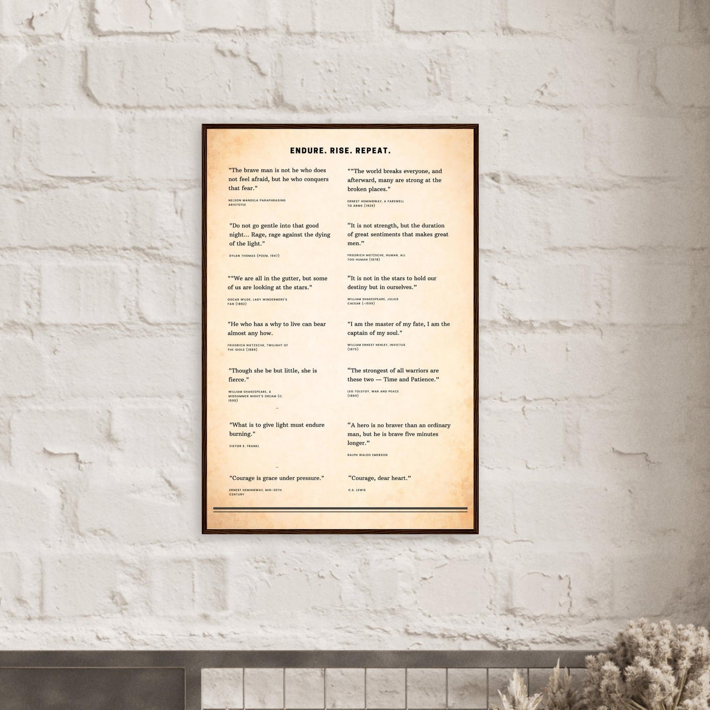 Framed Literary Quotes Poster – Strength & Courage Edition-Quotes-Silent Pacific