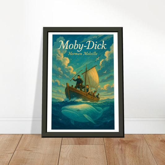 Moby-Dick by Herman Melville - Metal Framed Poster 5" x 7"-Book Covers-Silent Pacific