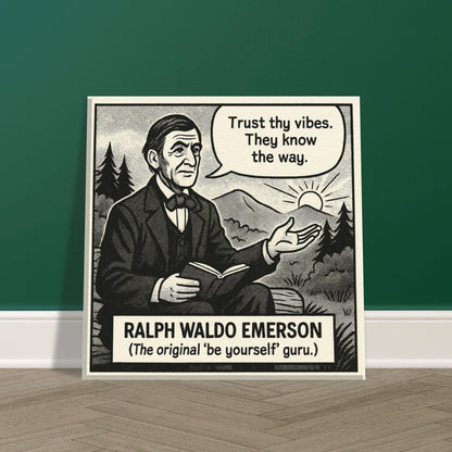 Ralph Waldo Emerson Canvas (Cartoon) (8x8" / 20x20cm)-Author Cartoons-Silent Pacific