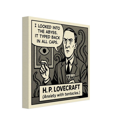 H.P. Lovecraft Canvas (Cartoon) (8x8" / 20x20cm)-Author Cartoons-Silent Pacific