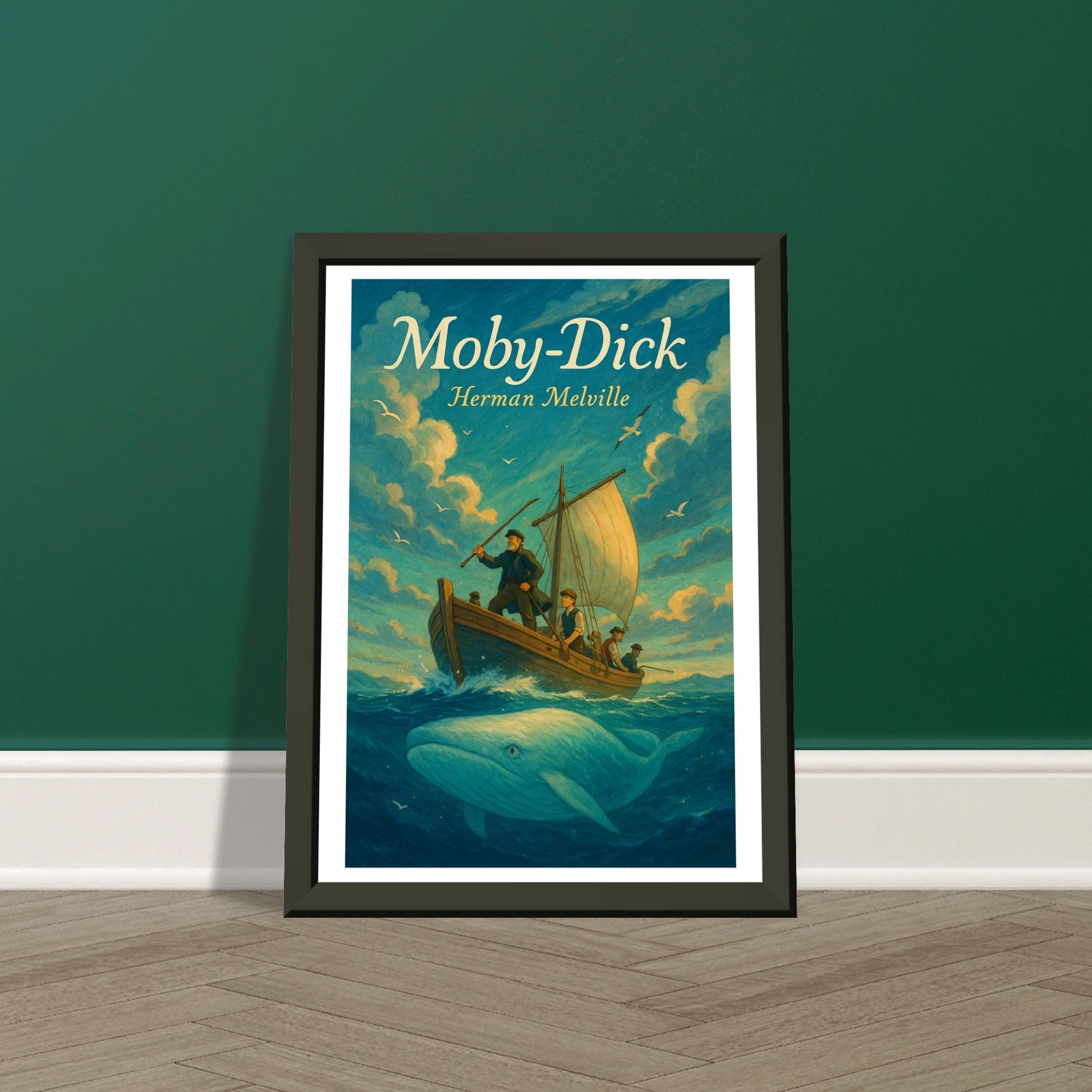 Moby-Dick by Herman Melville - Metal Framed Poster 5" x 7"-Book Covers-Silent Pacific