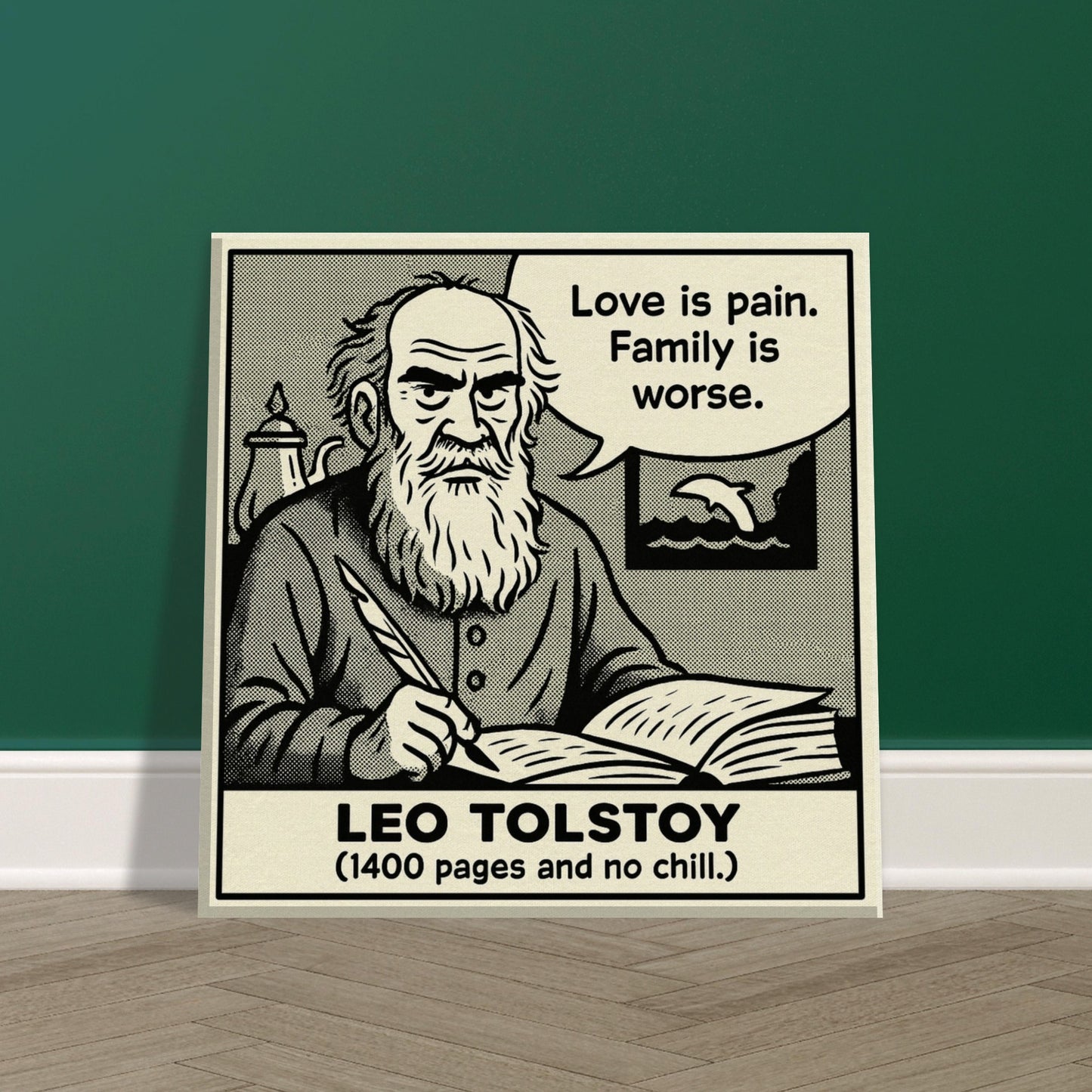 Leo Tolstoy Canvas (Cartoon) (8x8" / 20x20cm)-Author Cartoons-Silent Pacific