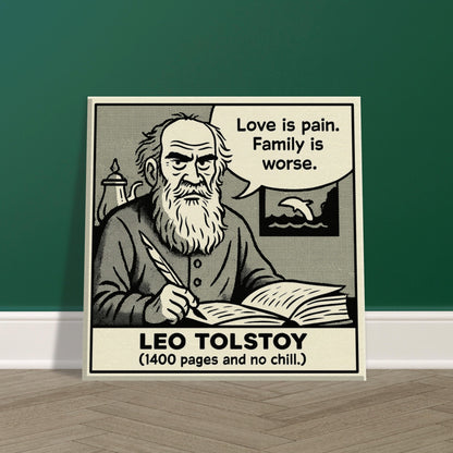 Leo Tolstoy Canvas (Cartoon) (8x8" / 20x20cm)-Author Cartoons-Silent Pacific