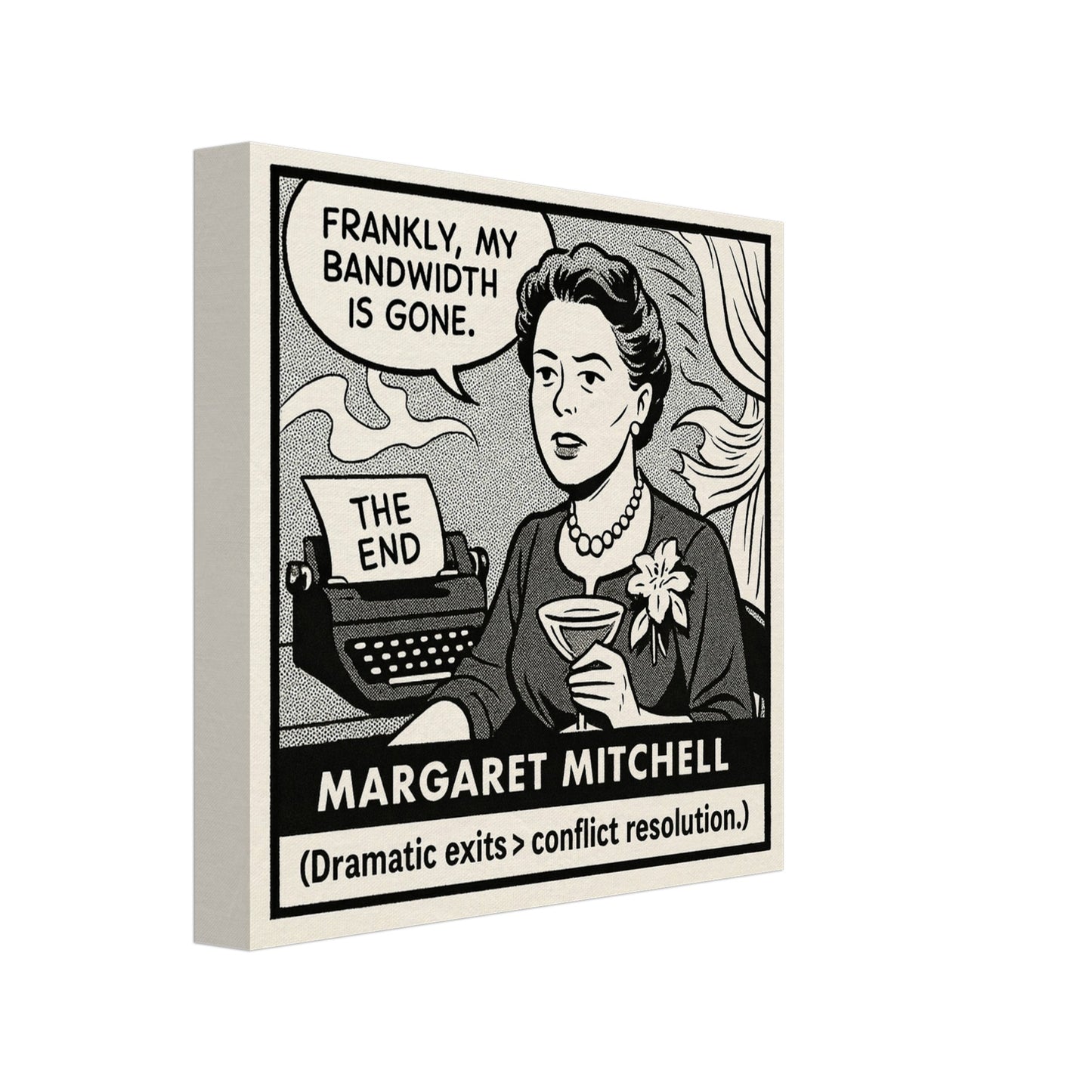 Margaret Mitchell Canvas (Cartoon) (8x8" / 20x20cm)-Author Cartoons-Silent Pacific