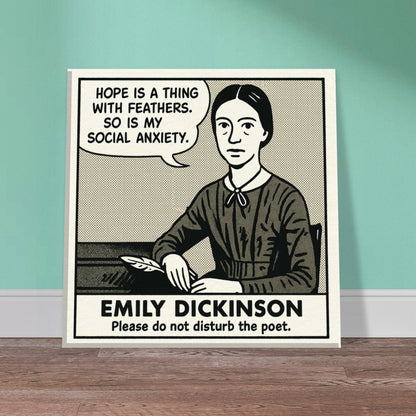 Emily Dickinson Canvas (Cartoon) (8x8" / 20x20cm)-Author Cartoons-Silent Pacific