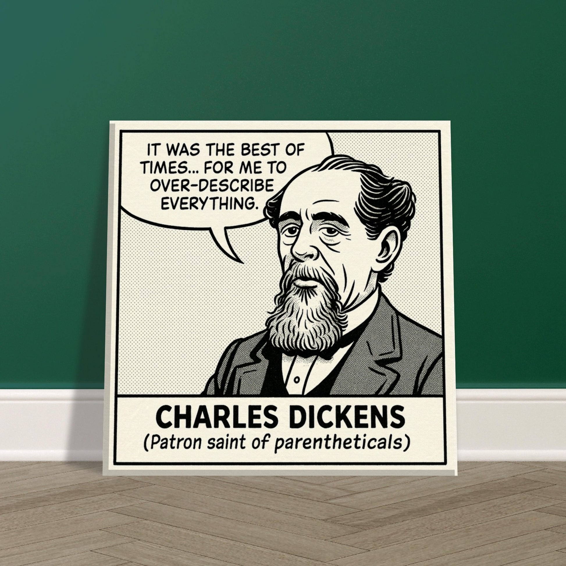 Charles Dickens Canvas (Cartoon) (8x8" / 20x20cm)-Author Cartoons-Silent Pacific