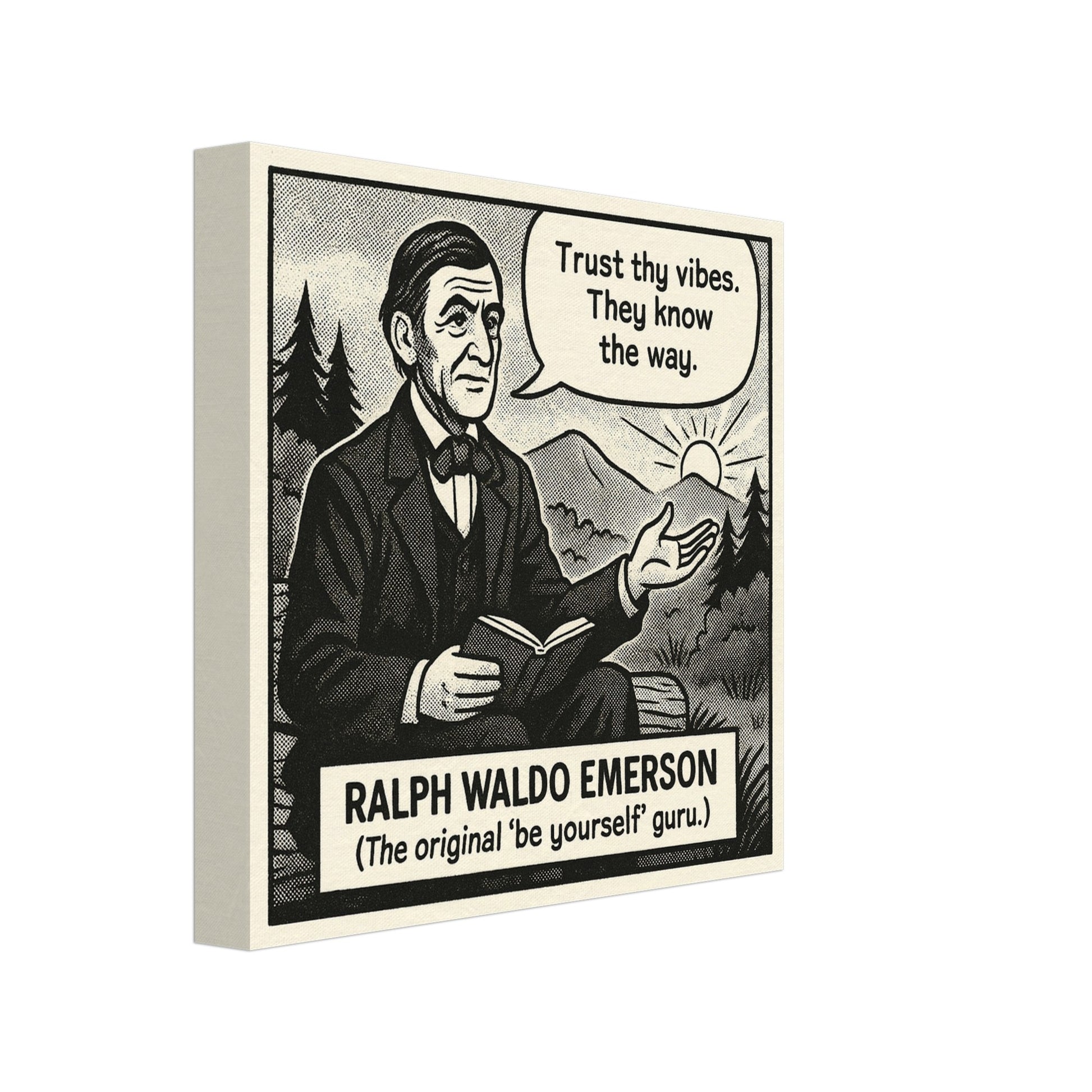 Ralph Waldo Emerson Canvas (Cartoon) (8x8" / 20x20cm)-Author Cartoons-Silent Pacific