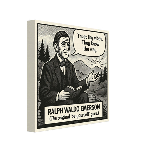 Ralph Waldo Emerson Canvas (Cartoon) (8x8" / 20x20cm)-Author Cartoons-Silent Pacific
