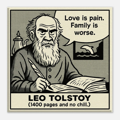 Leo Tolstoy Canvas (Cartoon) (8x8" / 20x20cm)-Author Cartoons-Silent Pacific