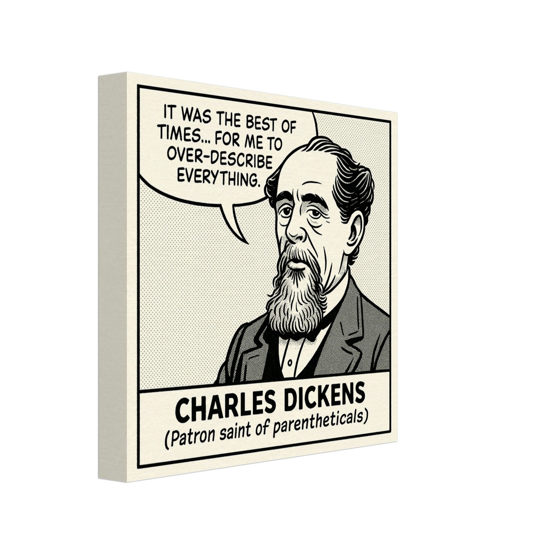 Charles Dickens Canvas (Cartoon) (8x8" / 20x20cm)-Author Cartoons-Silent Pacific