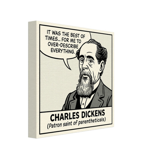 Charles Dickens Canvas (Cartoon) (8x8" / 20x20cm)-Author Cartoons-Silent Pacific