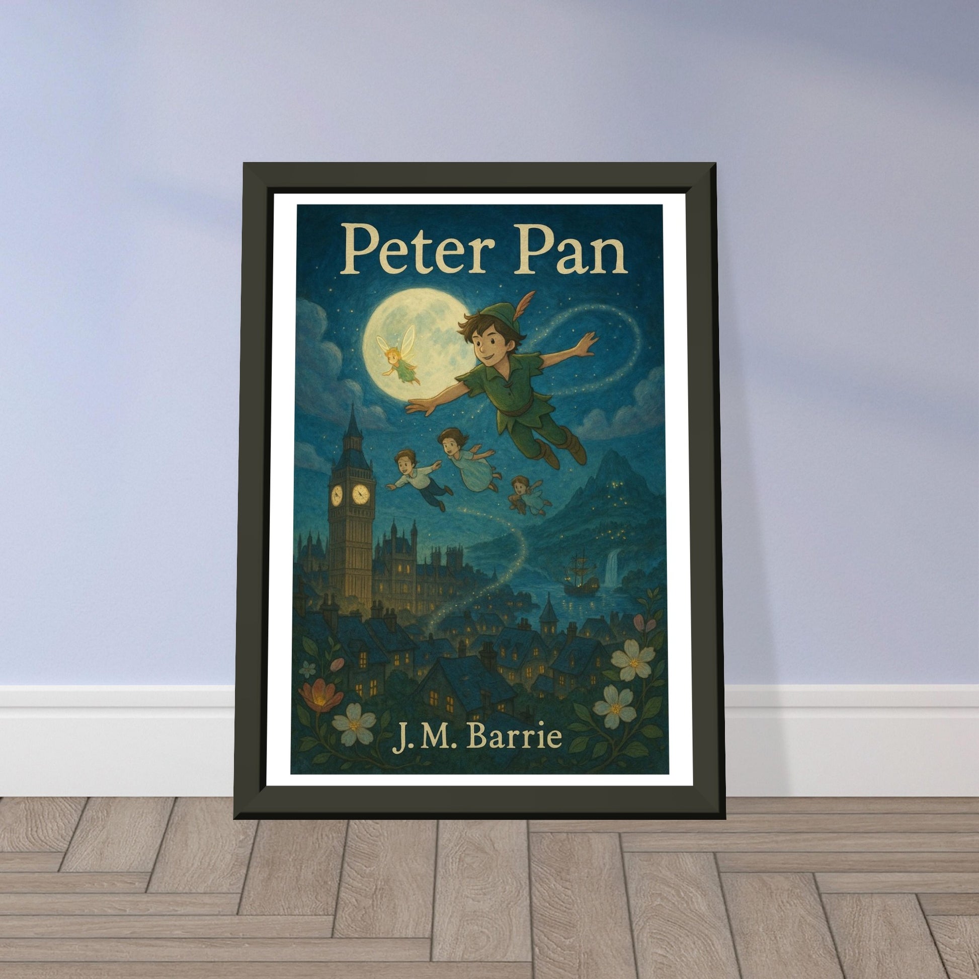 Peter Pan by J.M. Barrie - Metal Framed Poster 5" x 7"-Book Covers-Silent Pacific