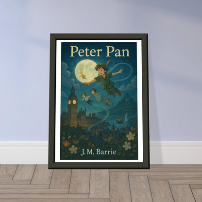 Peter Pan by J.M. Barrie - Metal Framed Poster 5" x 7"-Book Covers-Silent Pacific