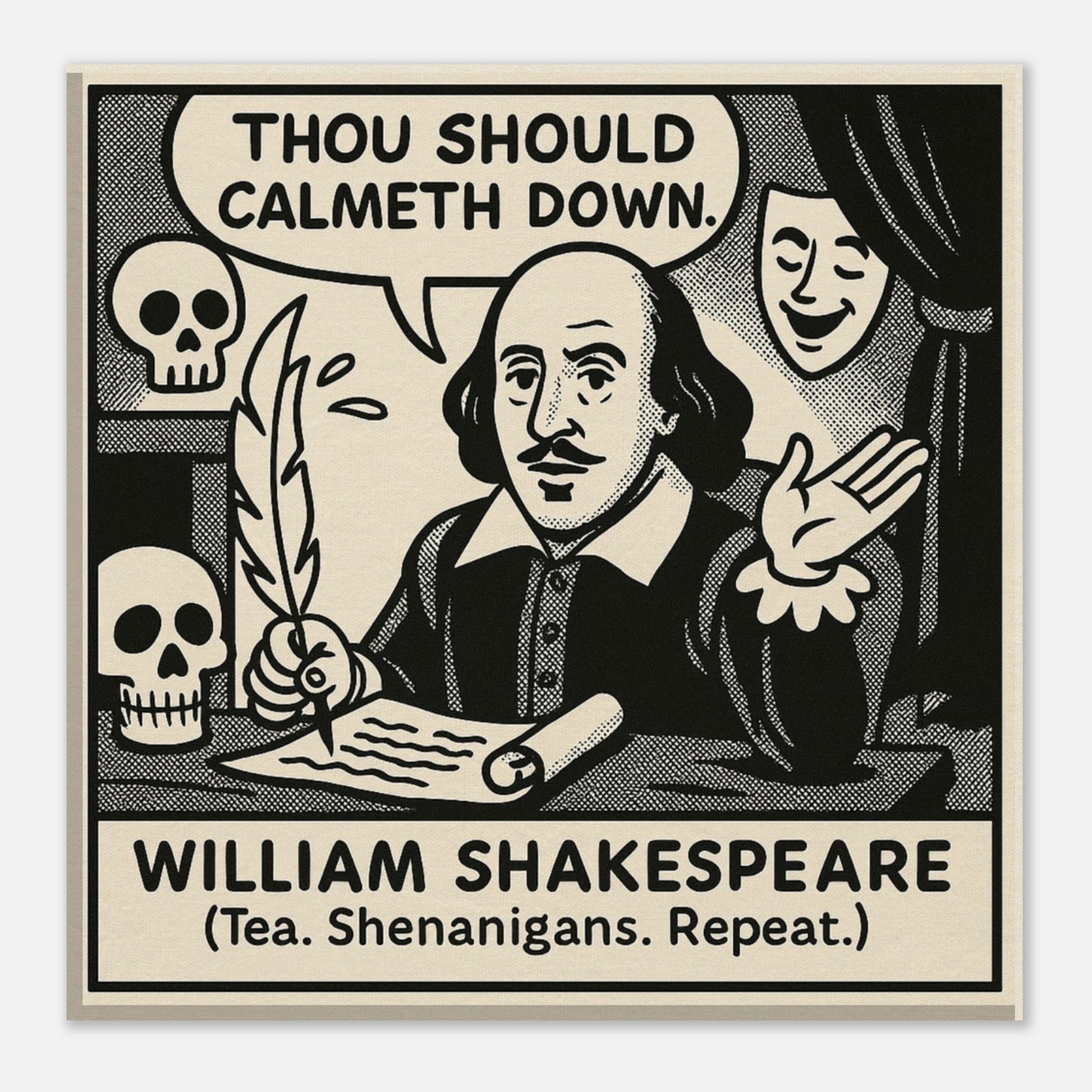 William Shakespeare Canvas (Cartoon) (8x8" / 20x20cm)-Author Cartoons-Silent Pacific