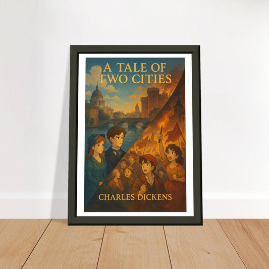 A Tale of Two Cities by Charles Dickens - Metal Framed Poster 5" x 7"-Book Covers-Silent Pacific