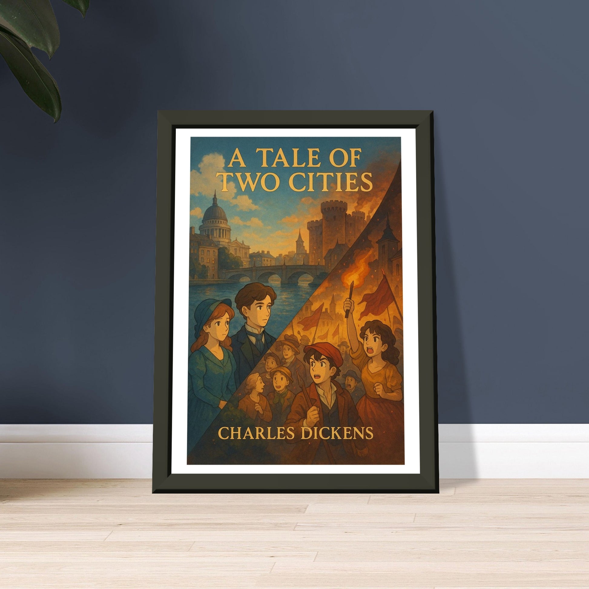 A Tale of Two Cities by Charles Dickens - Metal Framed Poster 5" x 7"-Book Covers-Silent Pacific