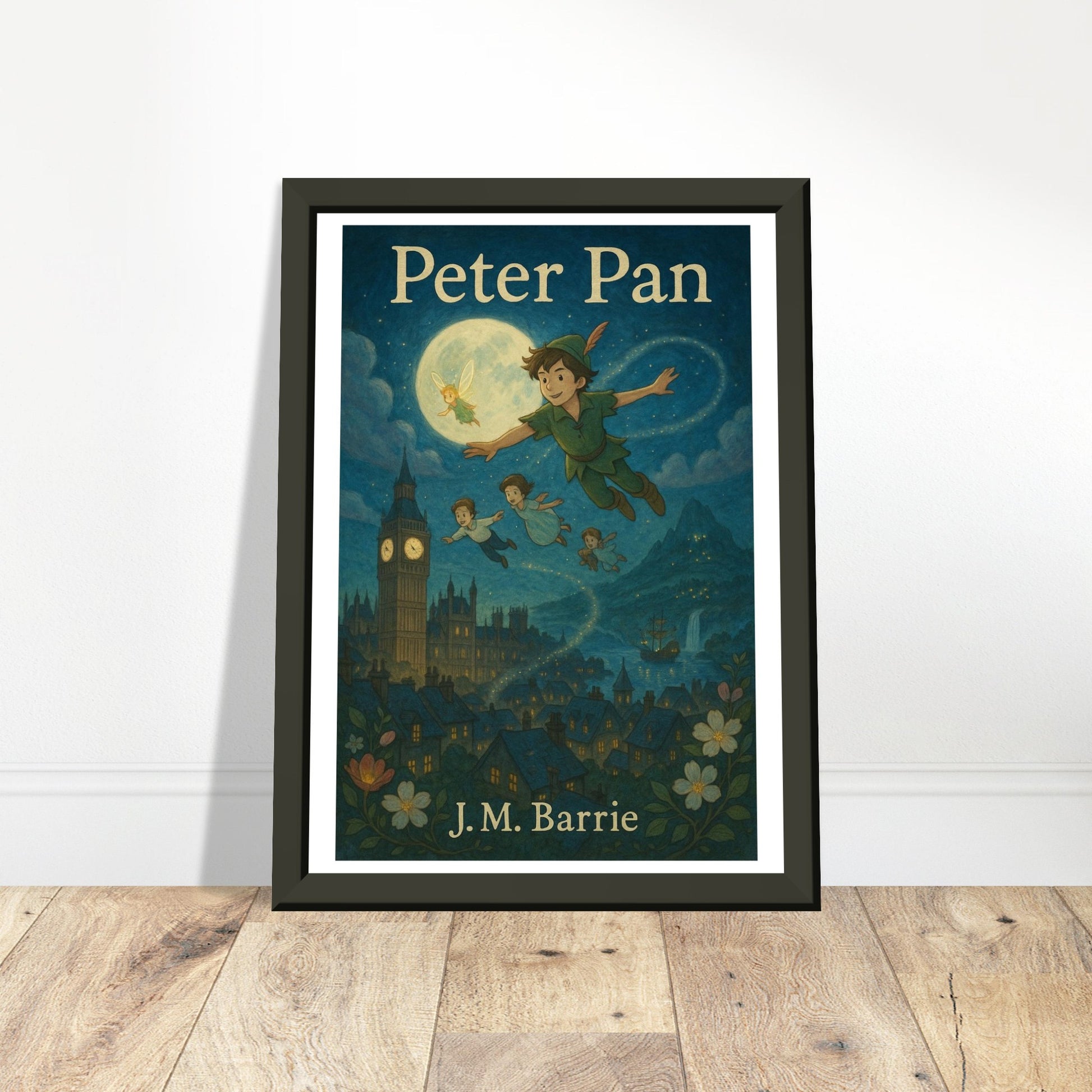 Peter Pan by J.M. Barrie - Metal Framed Poster 5" x 7"-Book Covers-Silent Pacific