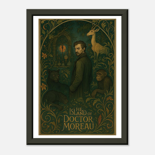 The Island of Doctor Moreau by H.G. Wells - Metal Framed Poster 5" x 7"-Book Covers-Silent Pacific