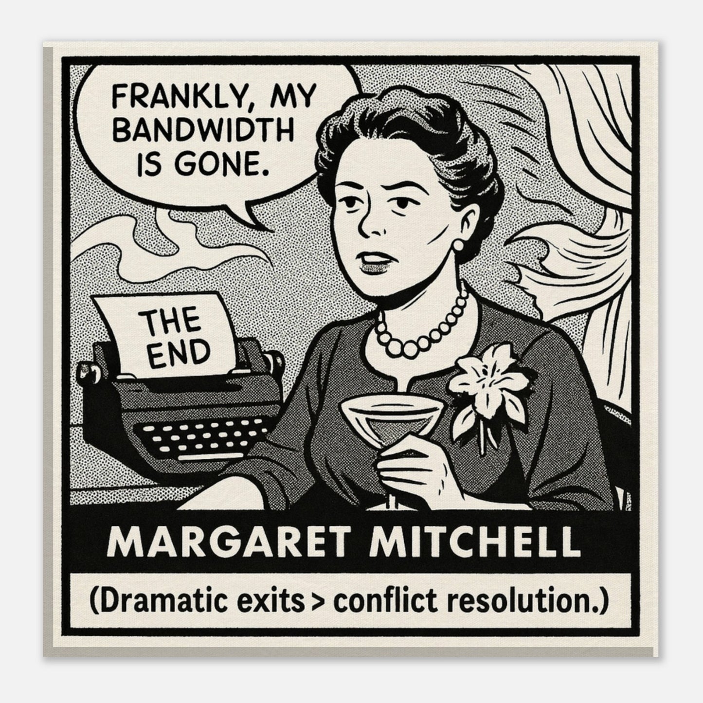 Margaret Mitchell Canvas (Cartoon) (8x8" / 20x20cm)-Author Cartoons-Silent Pacific