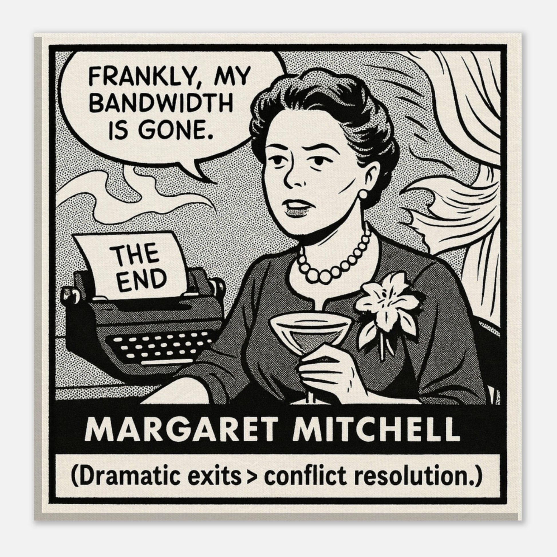 Margaret Mitchell Canvas (Cartoon) (8x8" / 20x20cm)-Author Cartoons-Silent Pacific