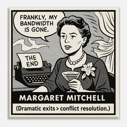 Margaret Mitchell Canvas (Cartoon) (8x8" / 20x20cm)-Author Cartoons-Silent Pacific