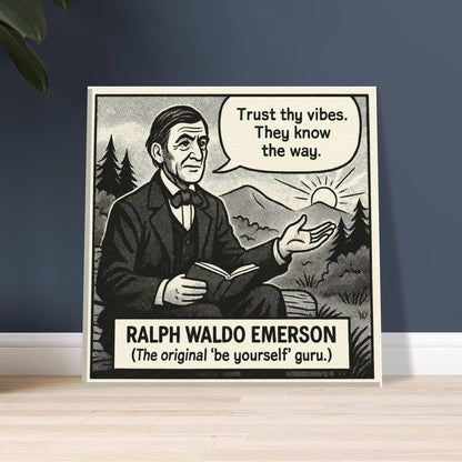 Ralph Waldo Emerson Canvas (Cartoon) (8x8" / 20x20cm)-Author Cartoons-Silent Pacific