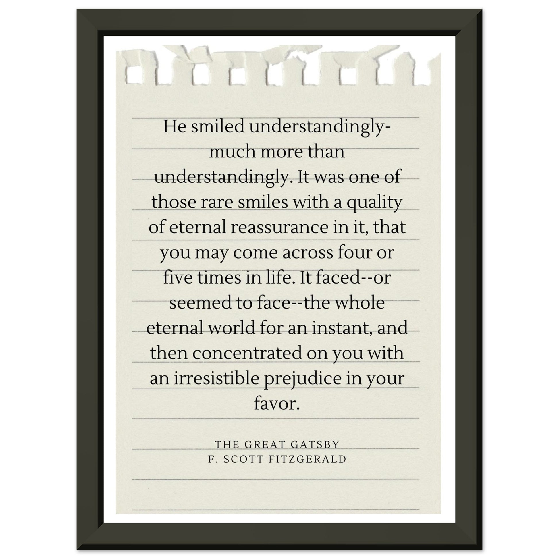He Smiled Understandingly – F. Scott Fitzgerald - Framed Poster-Quotes-13x18 cm / 5x7″-Silent Pacific