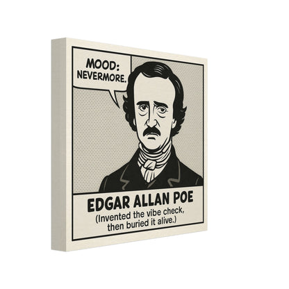Edgar Allan Poe Canvas (Cartoon) (8x8" / 20x20cm)-Author Cartoons-Silent Pacific