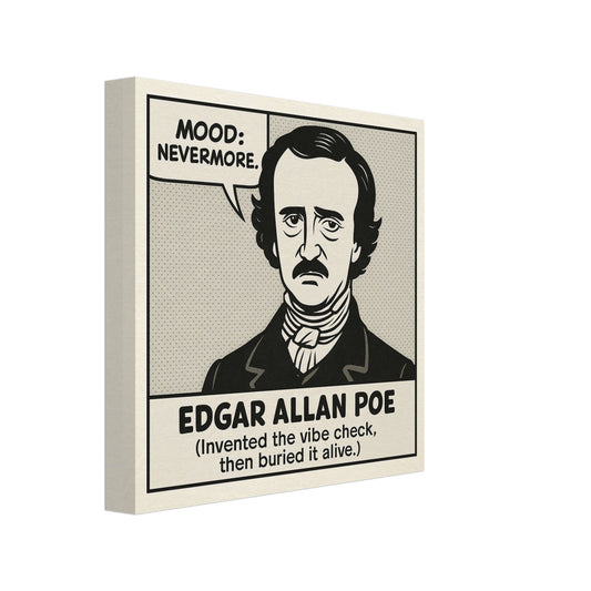 Edgar Allan Poe Canvas (Cartoon) (8x8" / 20x20cm)-Author Cartoons-Silent Pacific