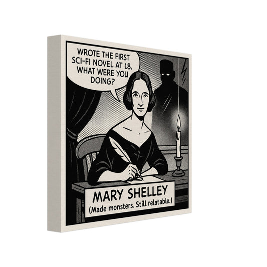Mary Shelley Canvas (Cartoon) (8x8" / 20x20cm)-Author Cartoons-Silent Pacific