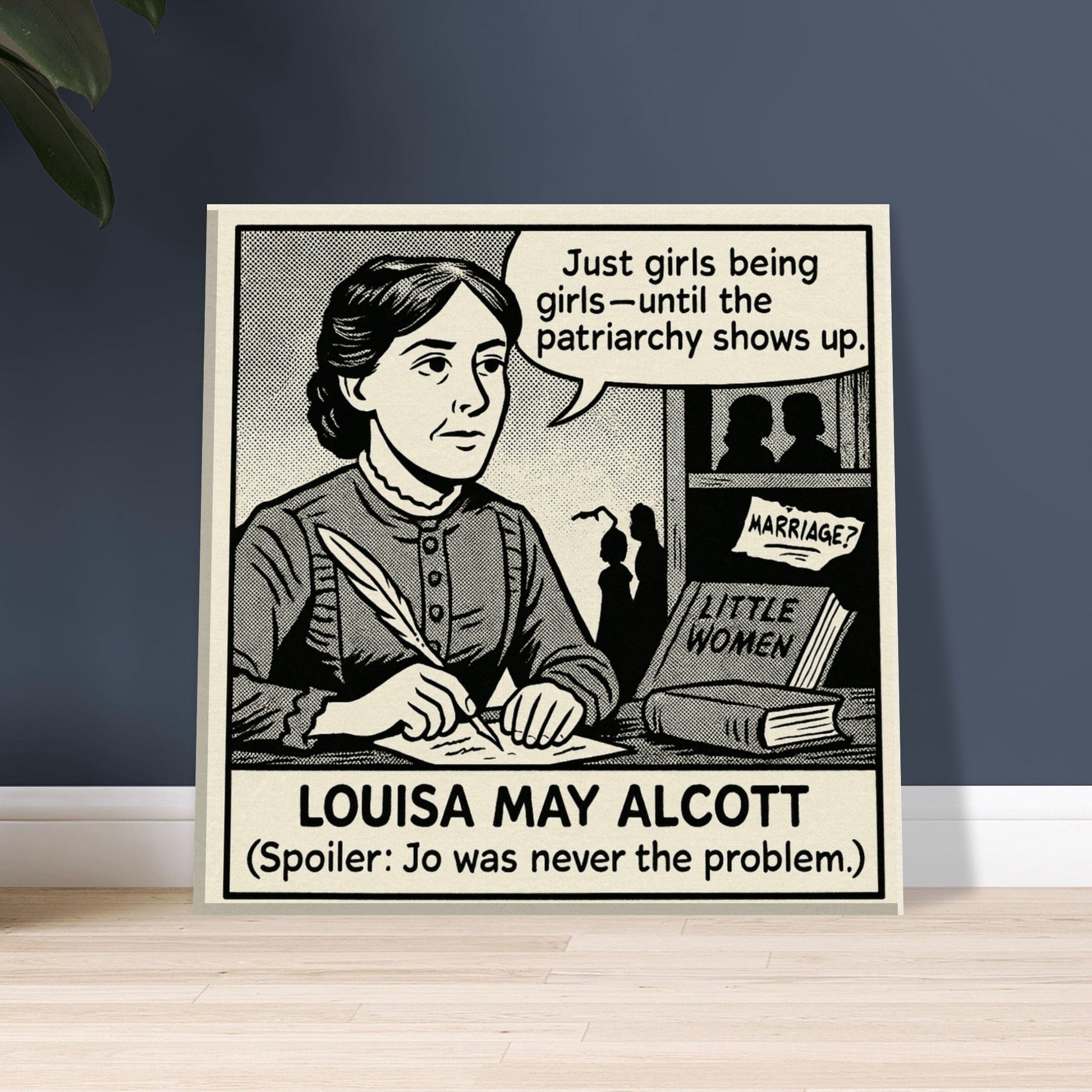 Louisa May Alcott Canvas (Cartoon) (8x8" / 20x20cm)-Author Cartoons-Silent Pacific