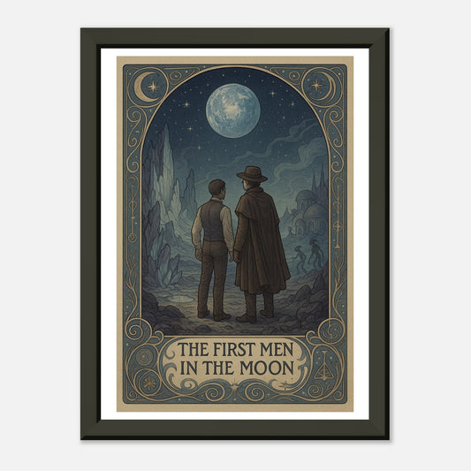 The First Men in the Moon by H.G. Wells - Metal Framed Poster 5" x 7"-Book Covers-Silent Pacific