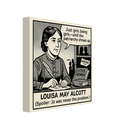 Louisa May Alcott Canvas (Cartoon) (8x8" / 20x20cm)-Author Cartoons-Silent Pacific