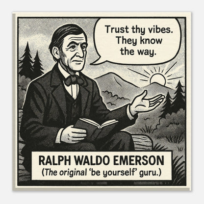 Ralph Waldo Emerson Canvas (Cartoon) (8x8" / 20x20cm)-Author Cartoons-Silent Pacific