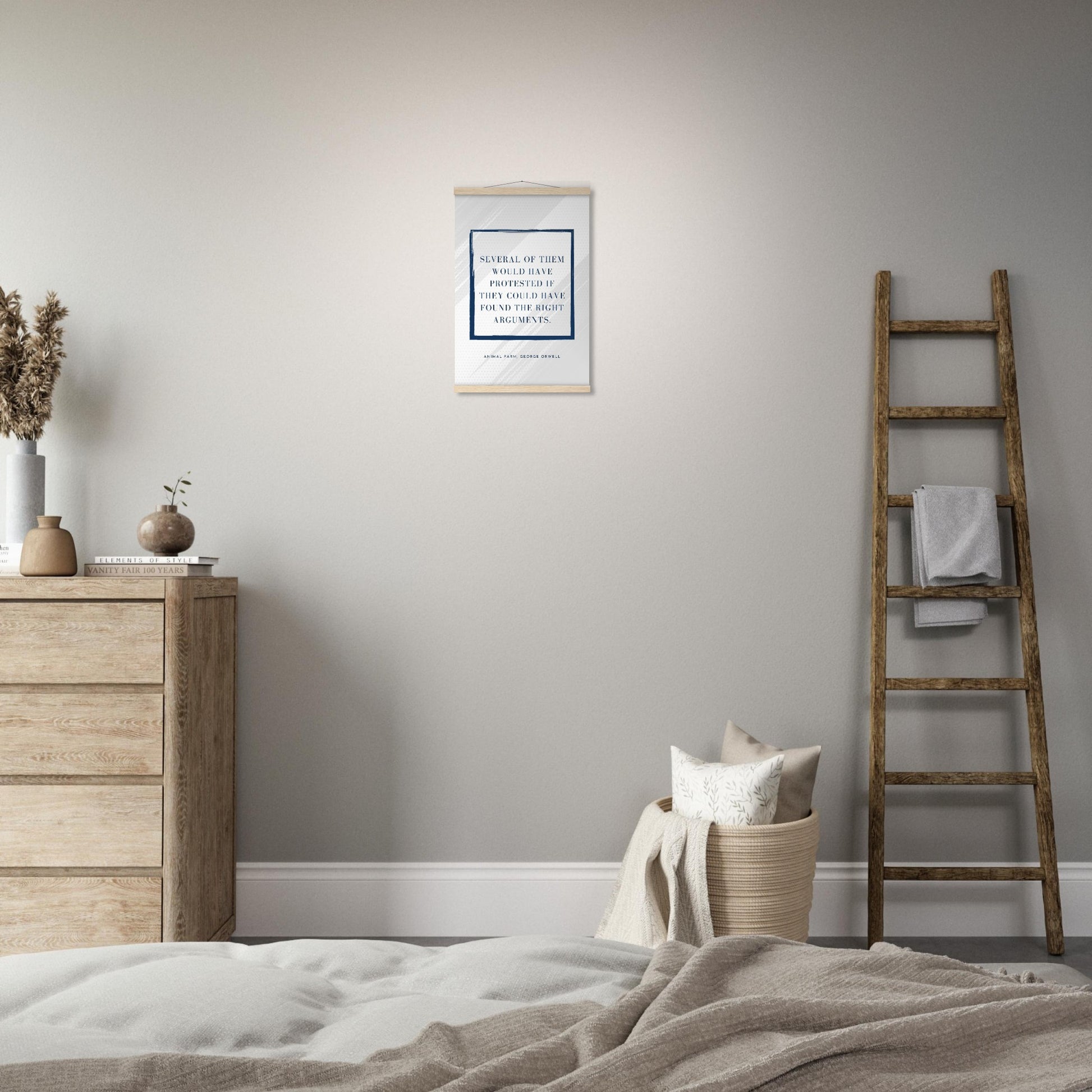“Several of Them Would Have Protested” Poster with Wooden Hanger – George Orwell, Animal Farm | Minimalist Political Wall Art-Quotes-Silent Pacific