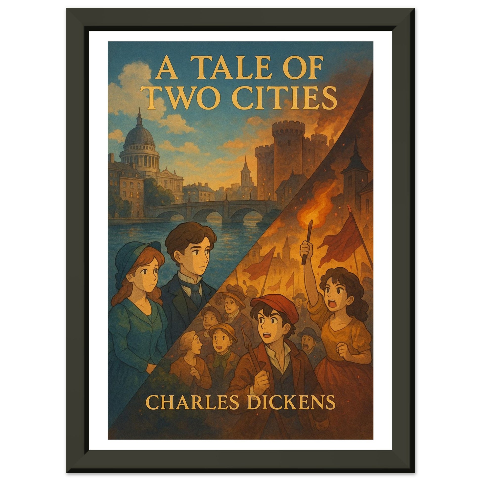 A Tale of Two Cities by Charles Dickens - Metal Framed Poster 5" x 7"-Book Covers-Silent Pacific
