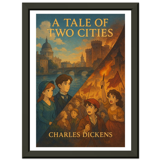 A Tale of Two Cities by Charles Dickens - Metal Framed Poster 5" x 7"-Book Covers-Silent Pacific
