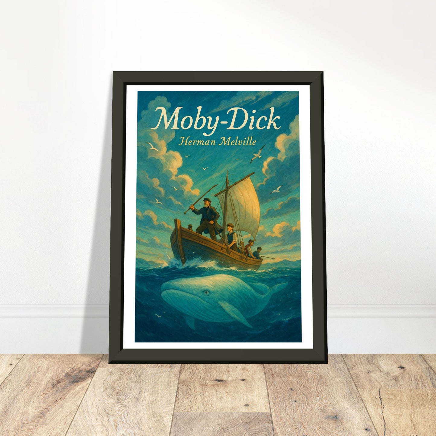 Moby-Dick by Herman Melville - Metal Framed Poster 5" x 7"-Book Covers-Silent Pacific