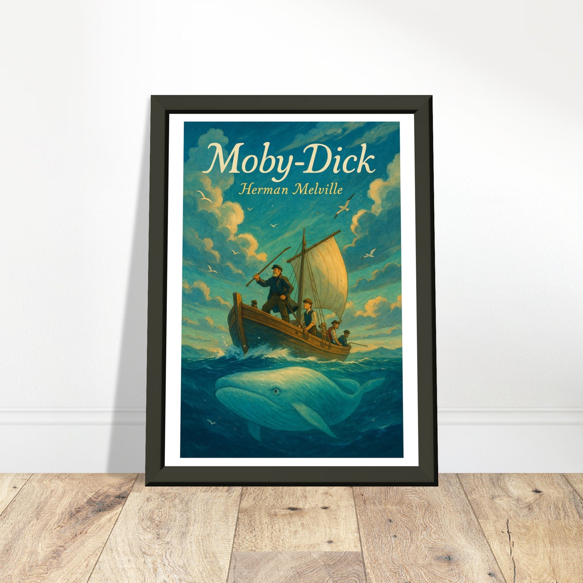 Moby-Dick by Herman Melville - Metal Framed Poster 5" x 7"-Book Covers-Silent Pacific