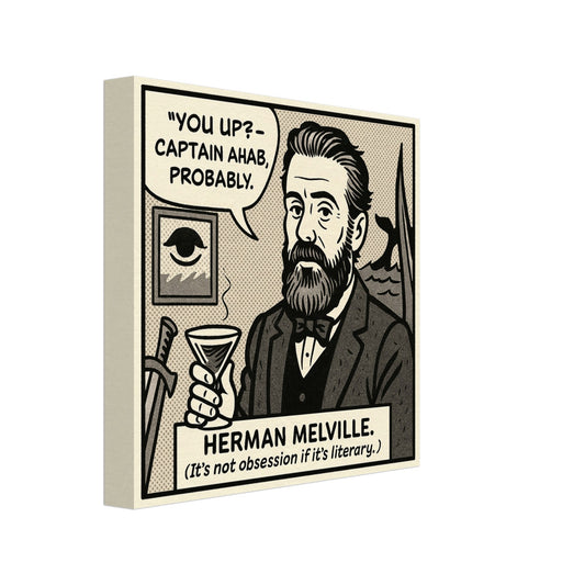 Herman Melville Canvas (Cartoon) (8x8" / 20x20cm)-Author Cartoons-Silent Pacific