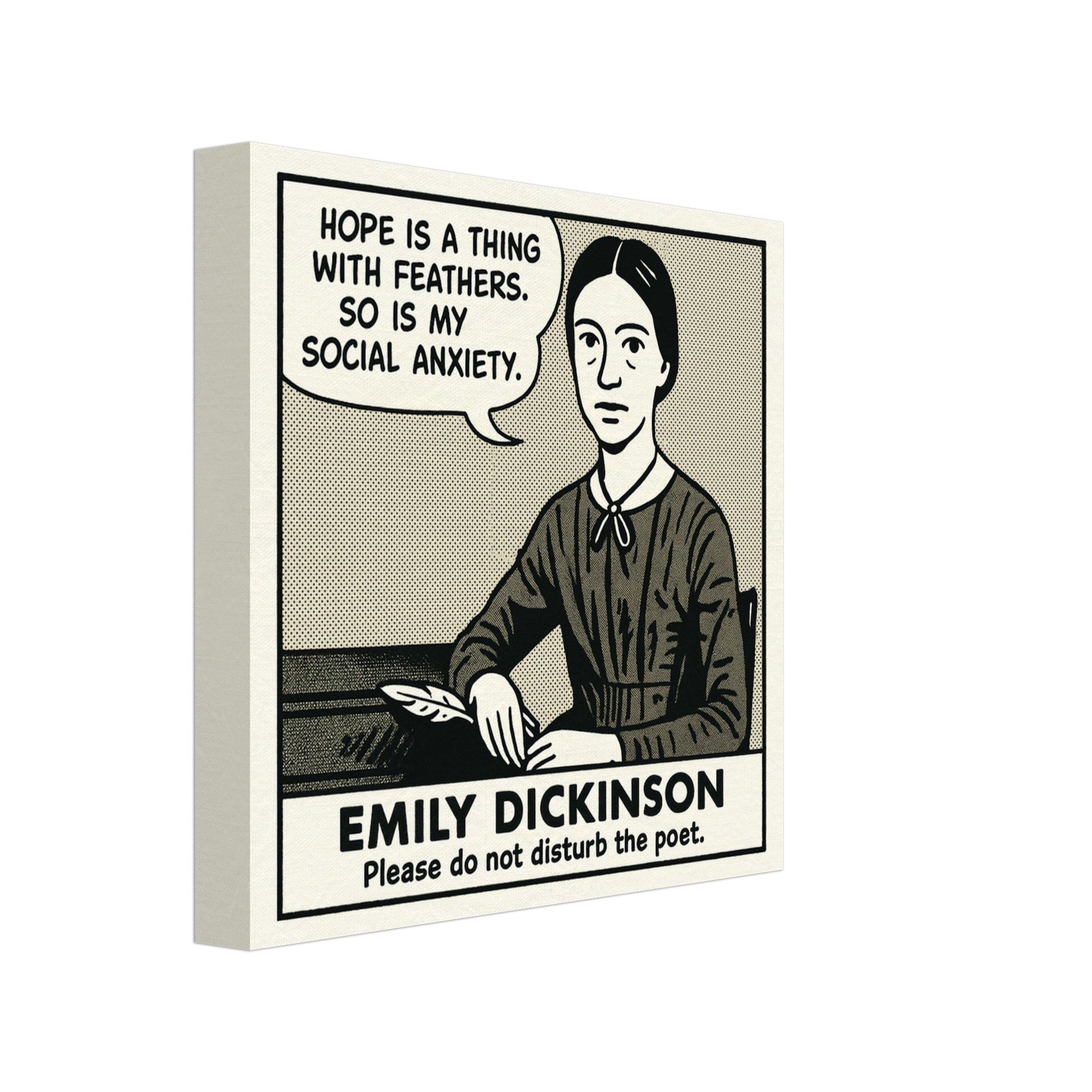 Emily Dickinson Canvas (Cartoon) (8x8" / 20x20cm)-Author Cartoons-Silent Pacific