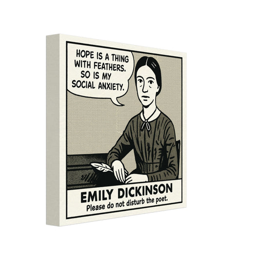 Emily Dickinson Canvas (Cartoon) (8x8" / 20x20cm)-Author Cartoons-Silent Pacific