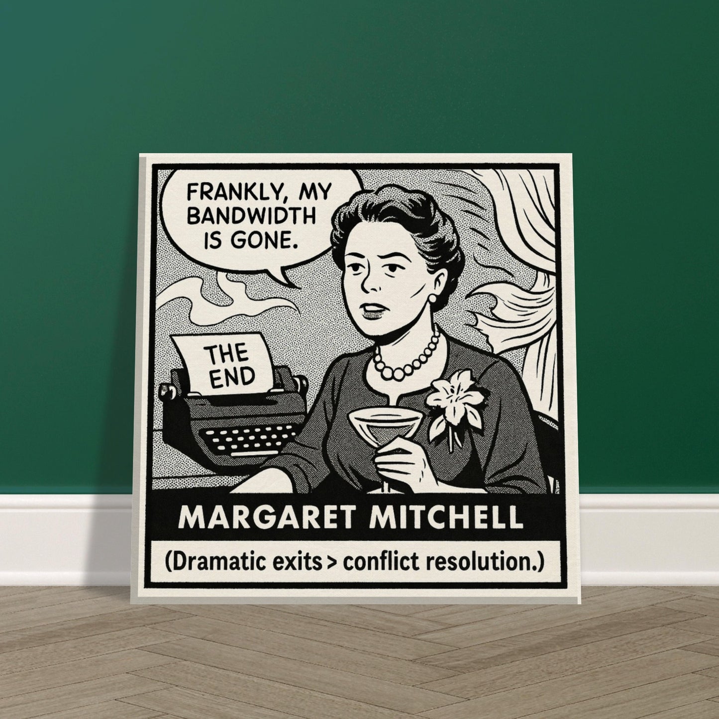 Margaret Mitchell Canvas (Cartoon) (8x8" / 20x20cm)-Author Cartoons-Silent Pacific