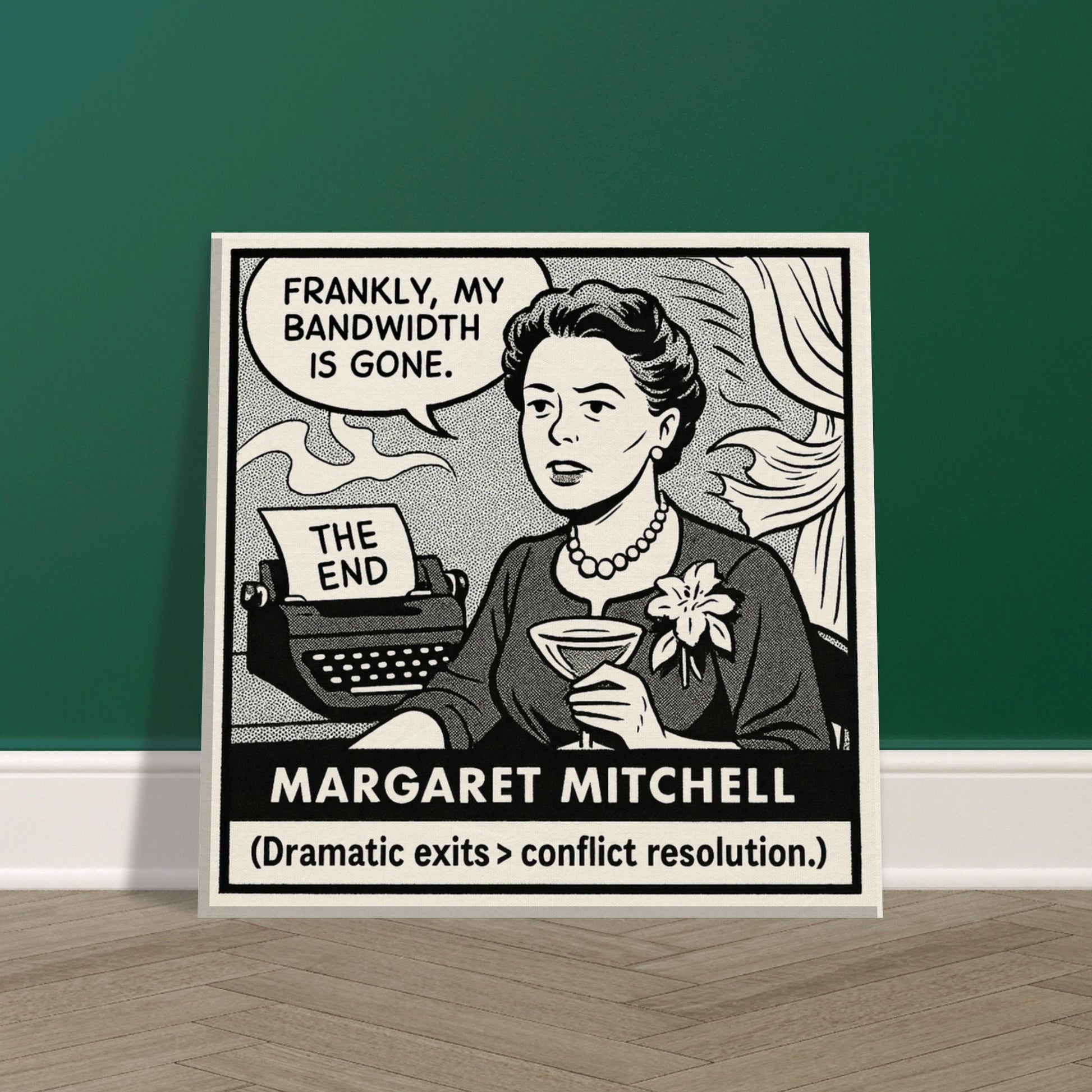 Margaret Mitchell Canvas (Cartoon) (8x8" / 20x20cm)-Author Cartoons-Silent Pacific