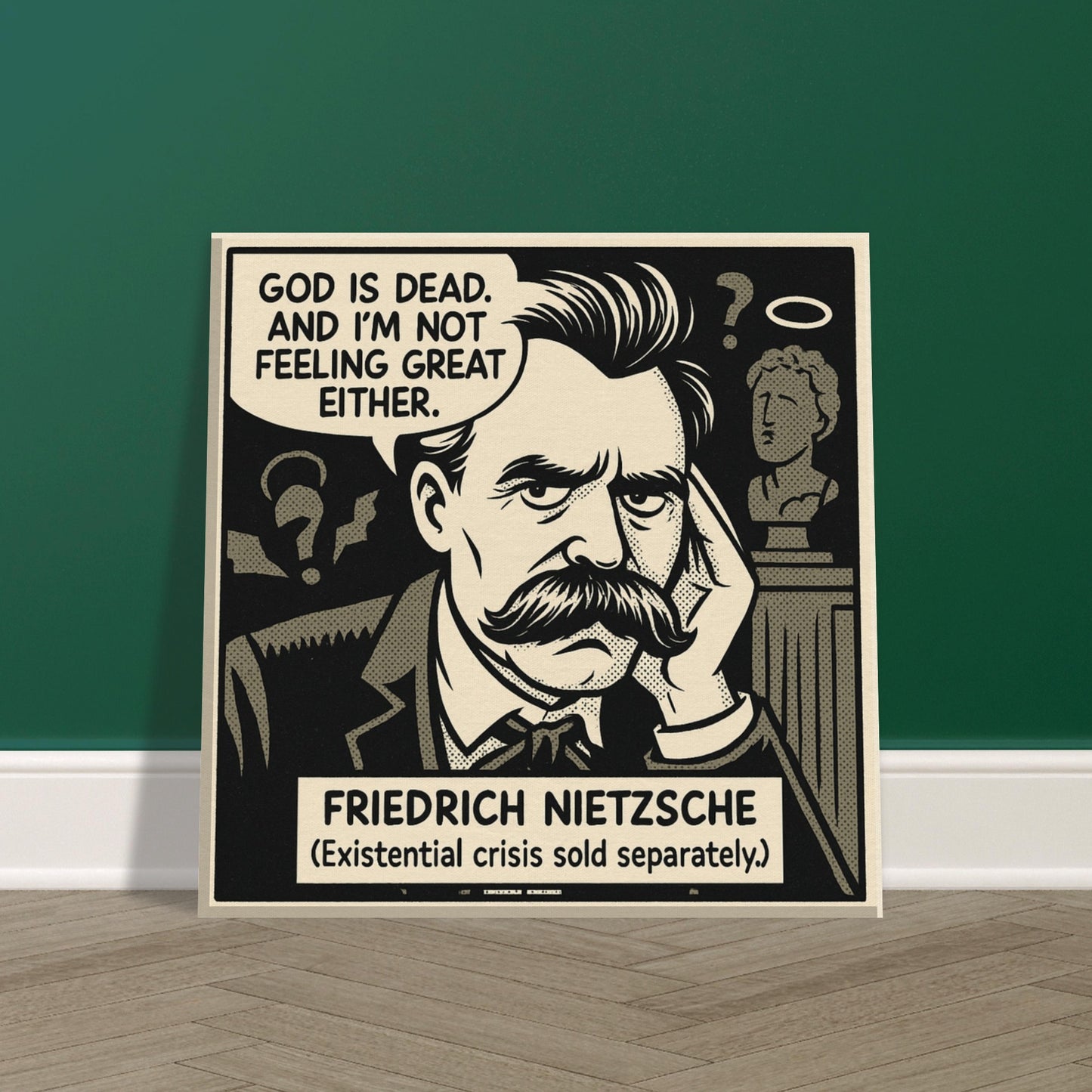 Friedrich Nietzsche Canvas (Cartoon) (8x8" / 20x20cm)-Author Cartoons-Silent Pacific