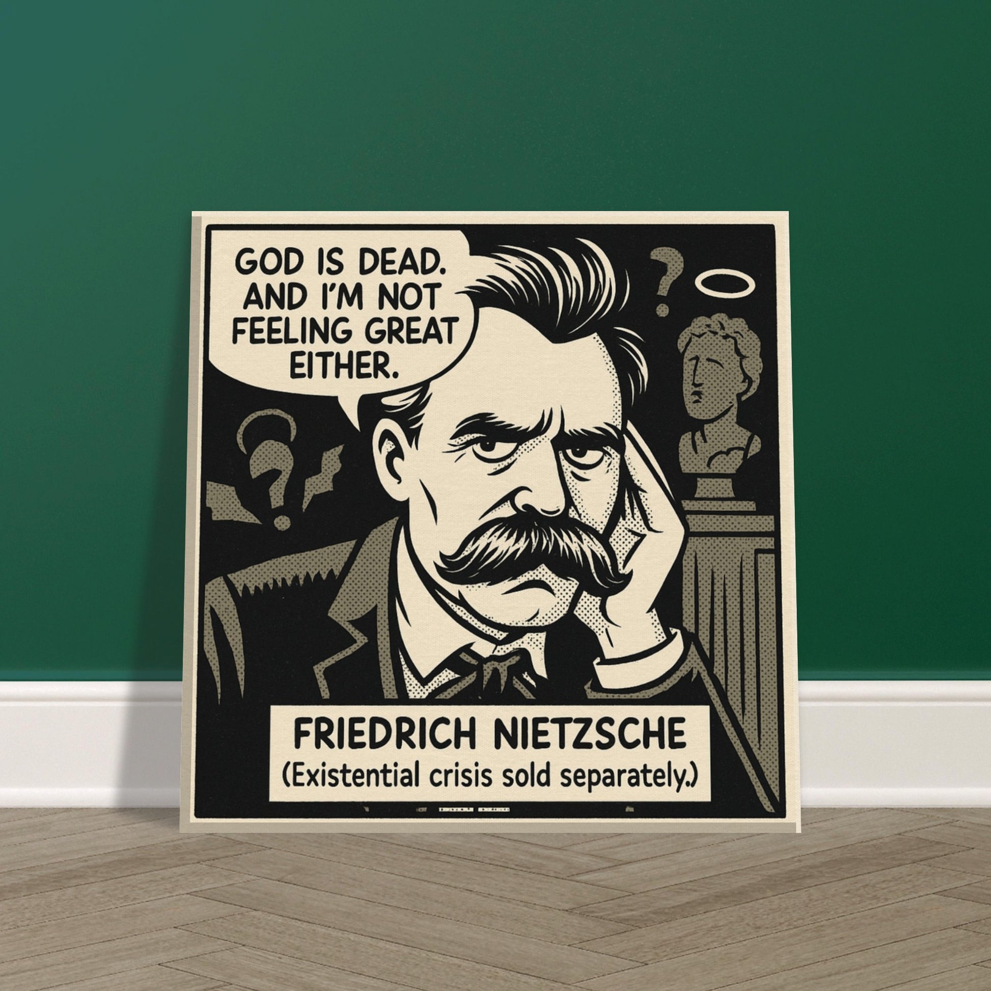 Friedrich Nietzsche Canvas (Cartoon) (8x8" / 20x20cm)-Author Cartoons-Silent Pacific