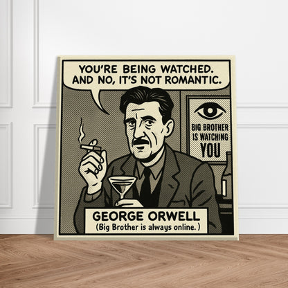 George Orwell Canvas (Cartoon) (8x8" / 20x20cm)-Author Cartoons-Silent Pacific