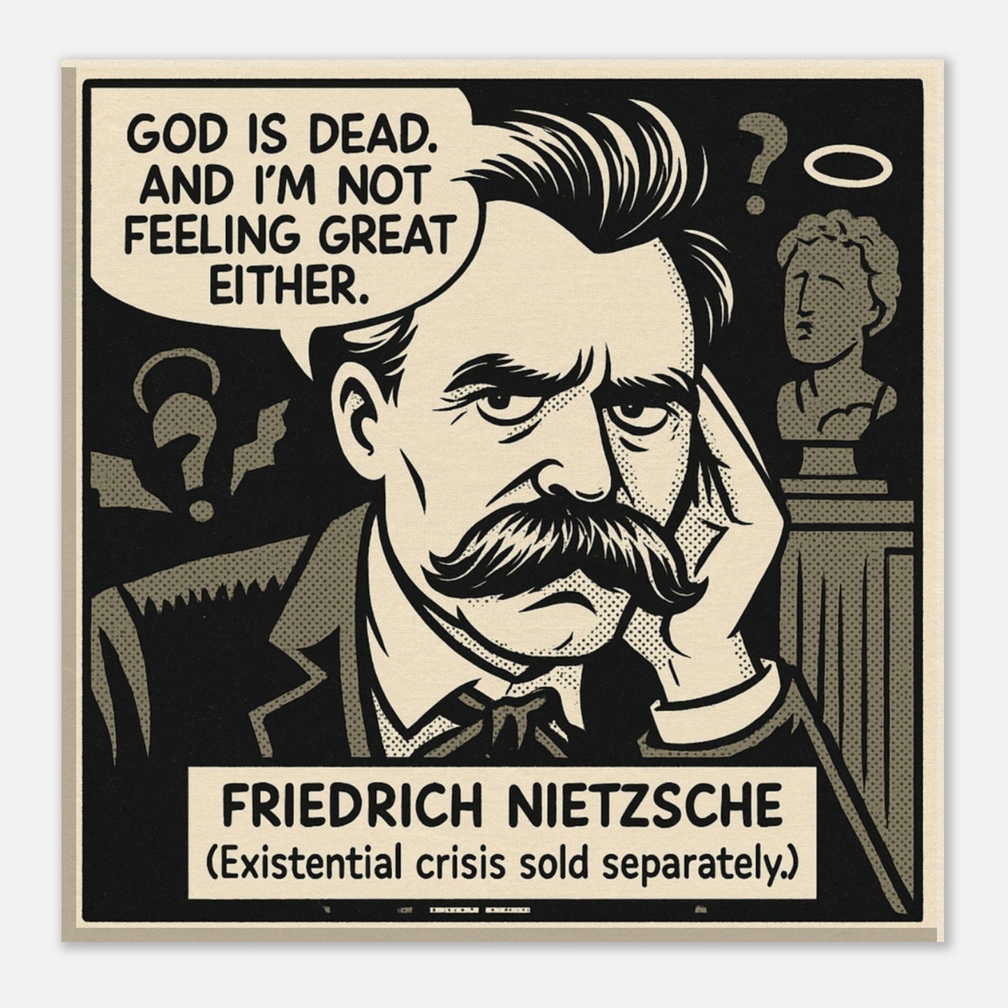 Friedrich Nietzsche Canvas (Cartoon) (8x8" / 20x20cm)-Author Cartoons-Silent Pacific