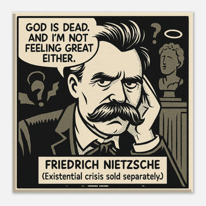Friedrich Nietzsche Canvas (Cartoon) (8x8" / 20x20cm)-Author Cartoons-Silent Pacific
